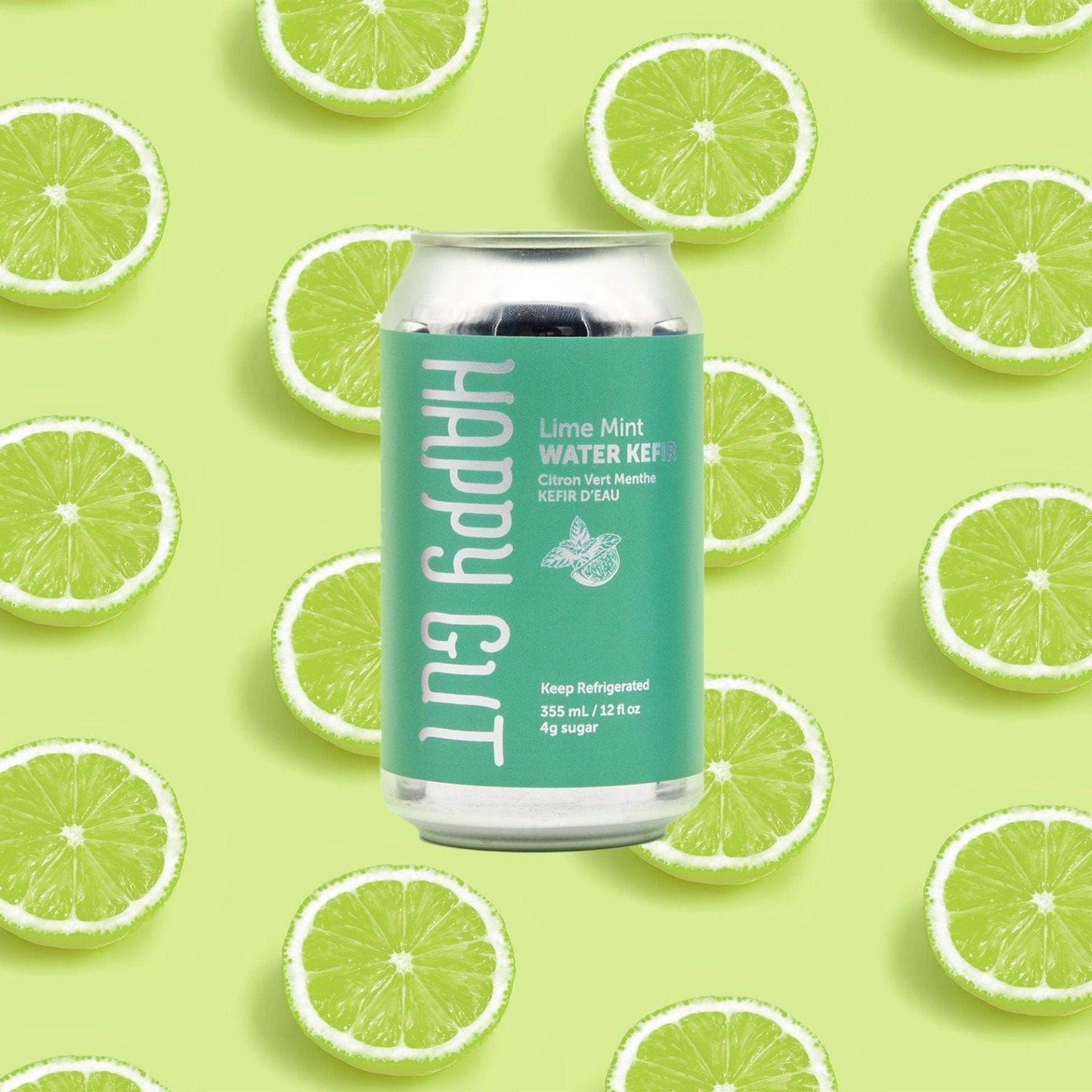 Lime Mint Canned Water Kefir - Happy Gut Pro