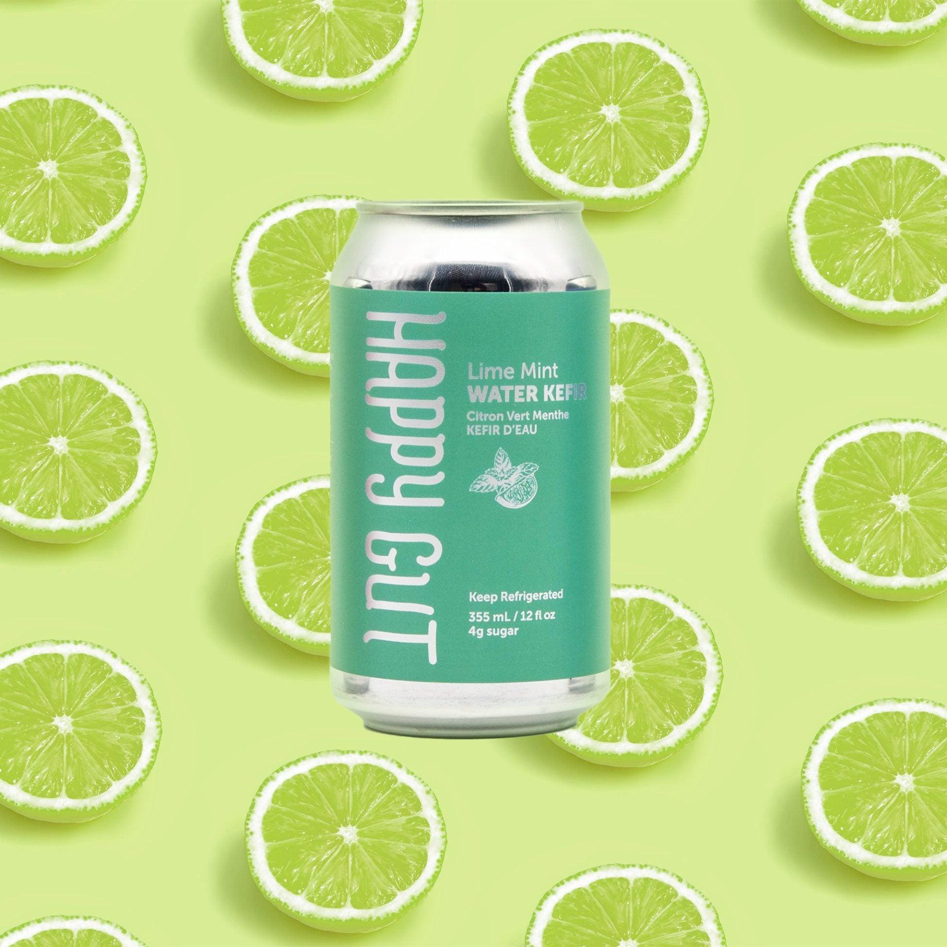 Lime Mint Canned Water Kefir - Happy Gut Pro