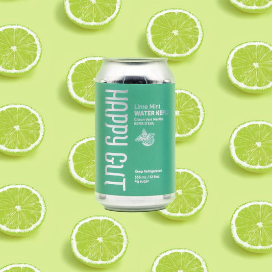 Lime Mint Canned Water Kefir - Happy Gut Pro