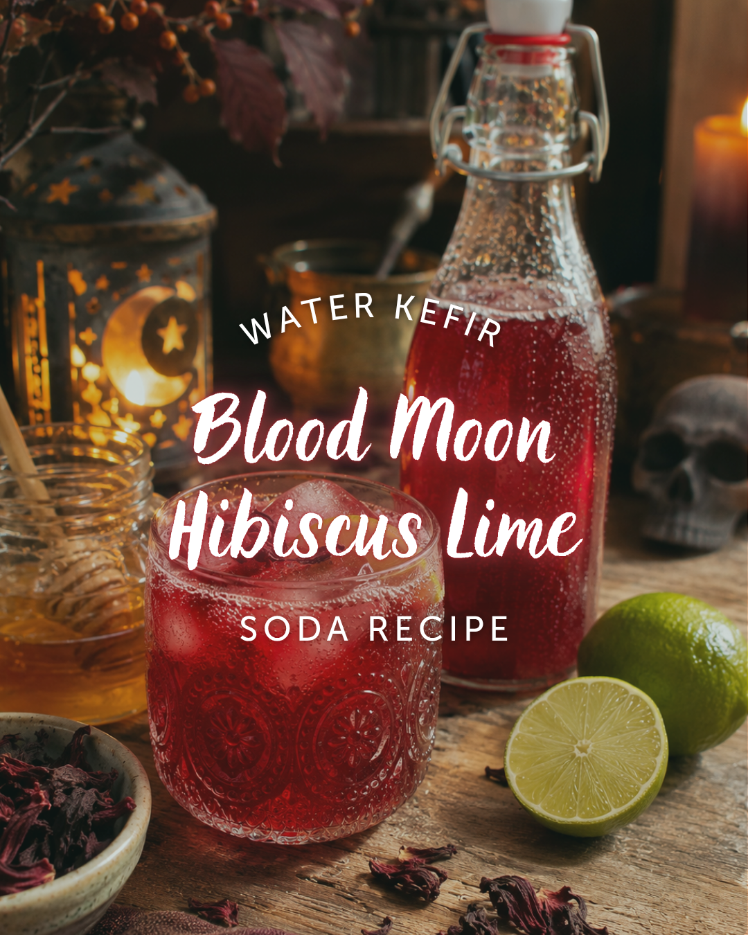 Blood Moon Hibiscus Lime Water Kefir Soda