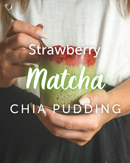 Probiotic Strawberry Matcha Chia Pudding