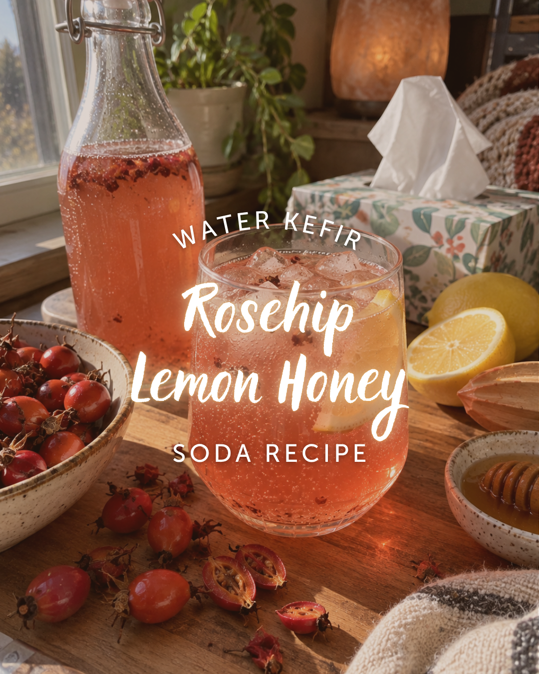 Rosehip Lemon Honey Water Kefir Soda