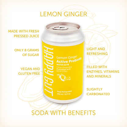 Lemon Ginger Canned Water Kefir **PICK-UP/DELIVERY ONLY**