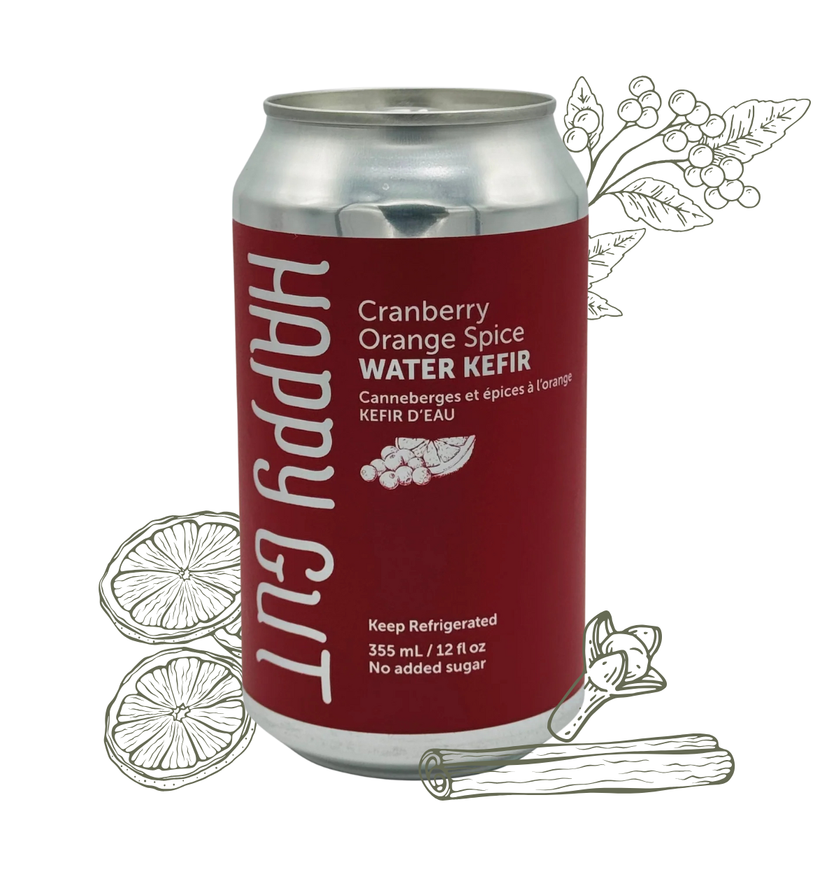 Cranberry Orange Spice Canned Water Kefir