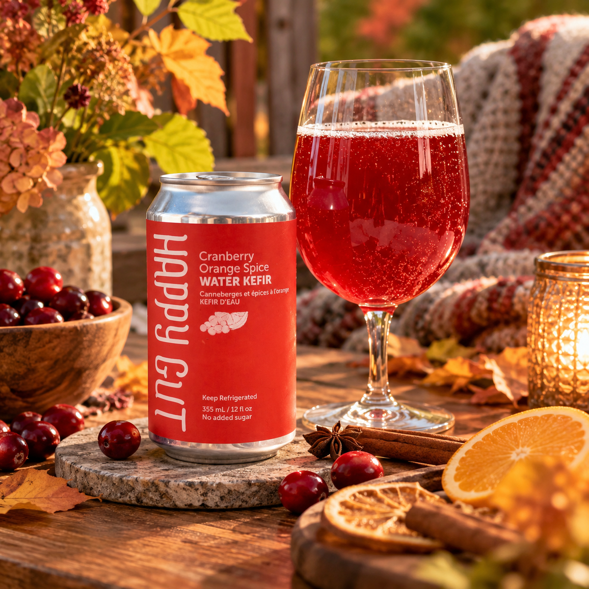 Cranberry Orange Spice Water Kefir Soda